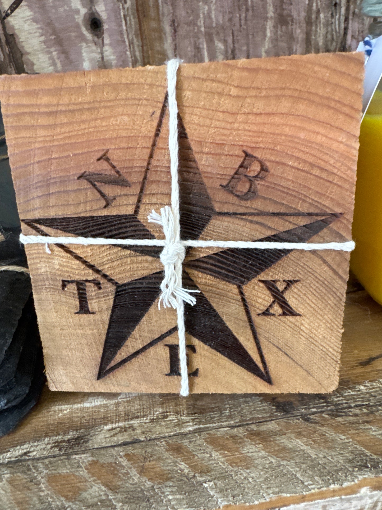 NBTEX Laser Engraved Wood Coaster Set