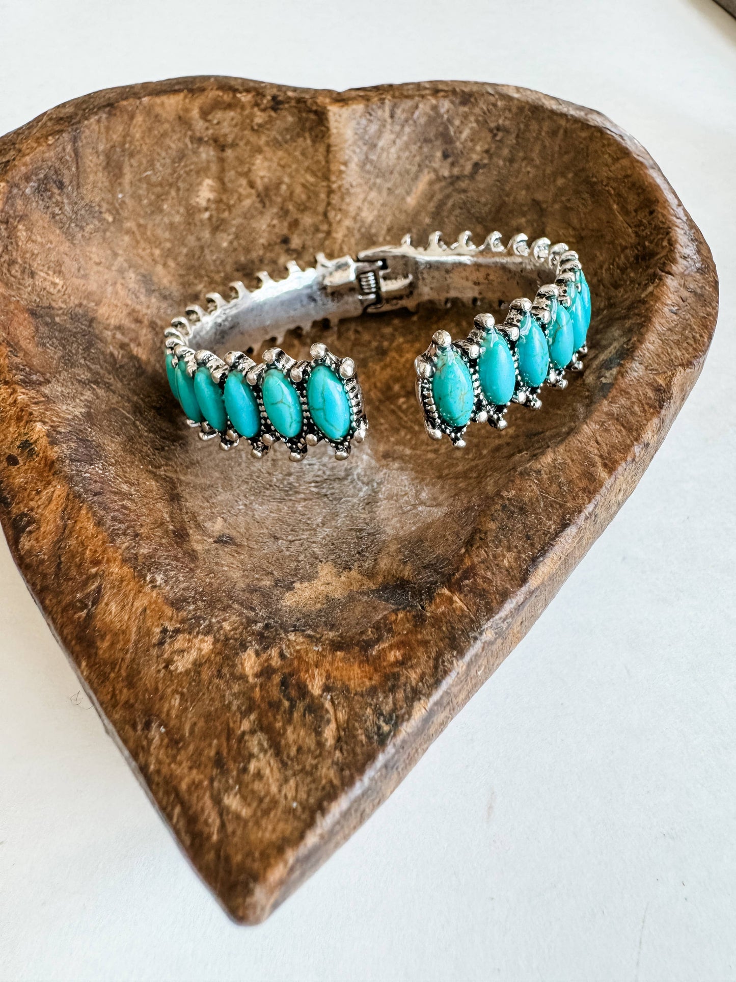 Oval Stone Hinge Bangle Bracelet