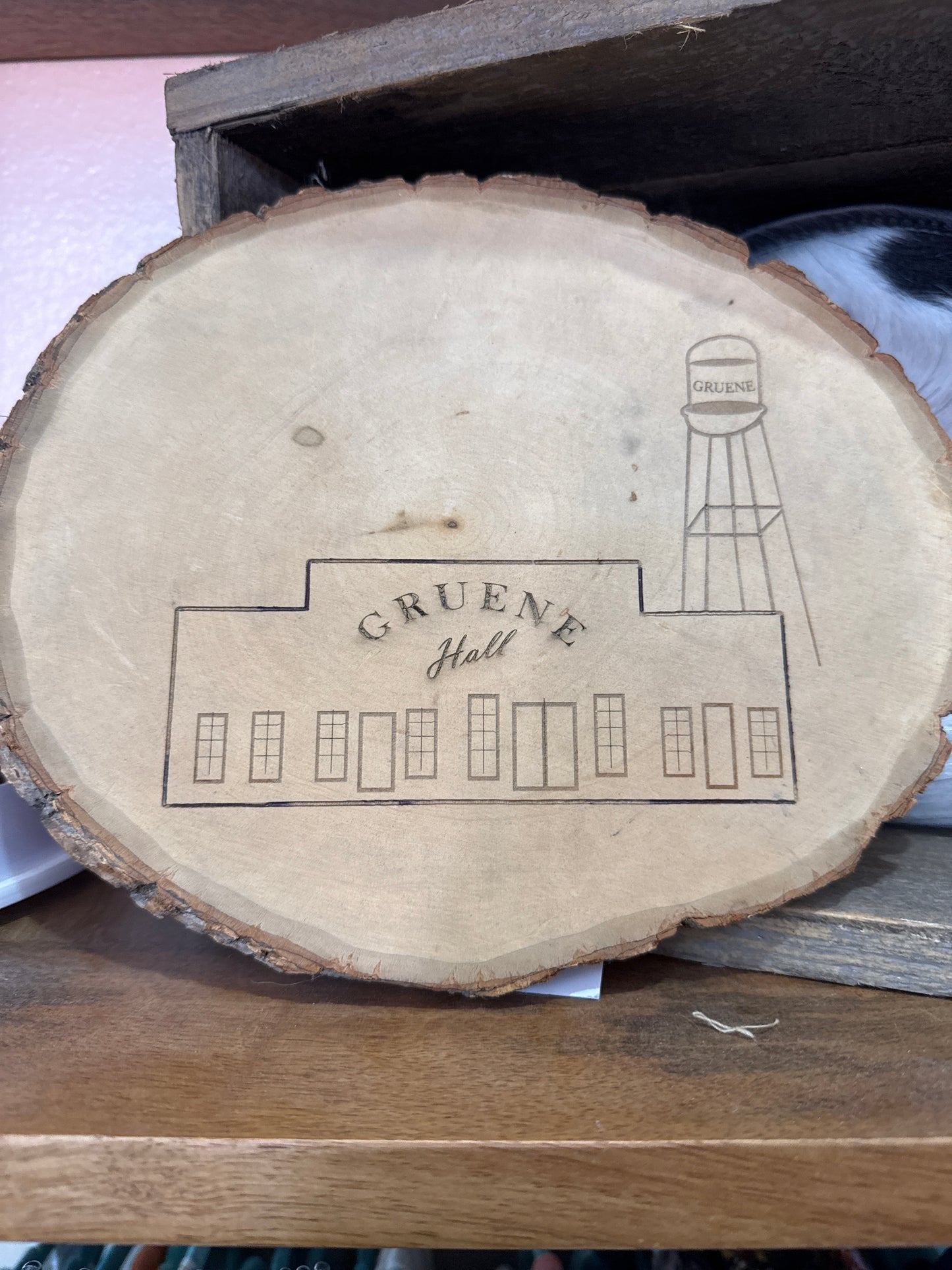 Laser Engraved Gruene Hall Wood chip