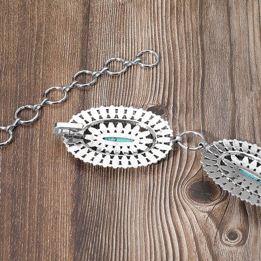 Western Oval Turquoise Concho Belt