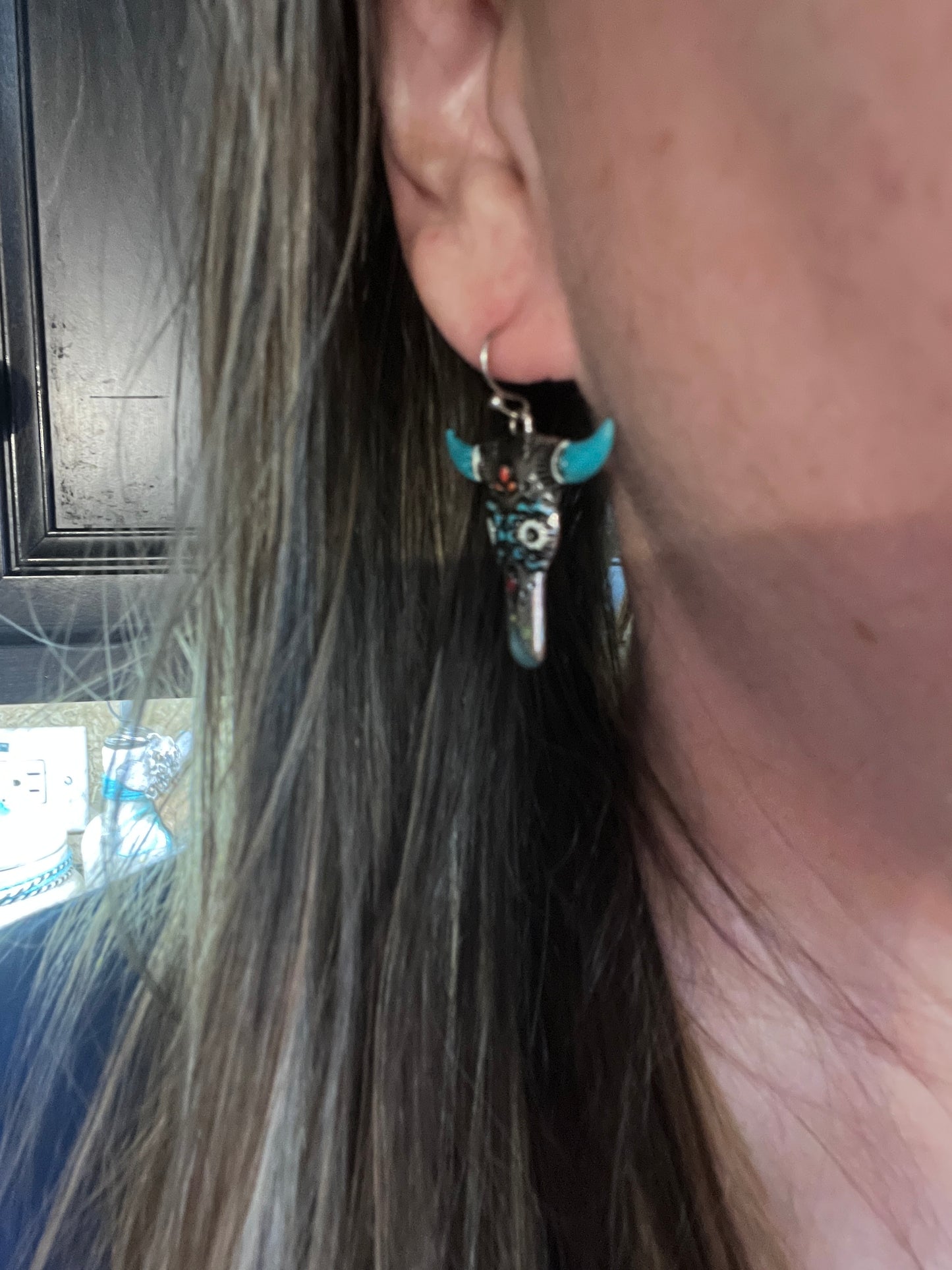 Painted Steer Head Earrings