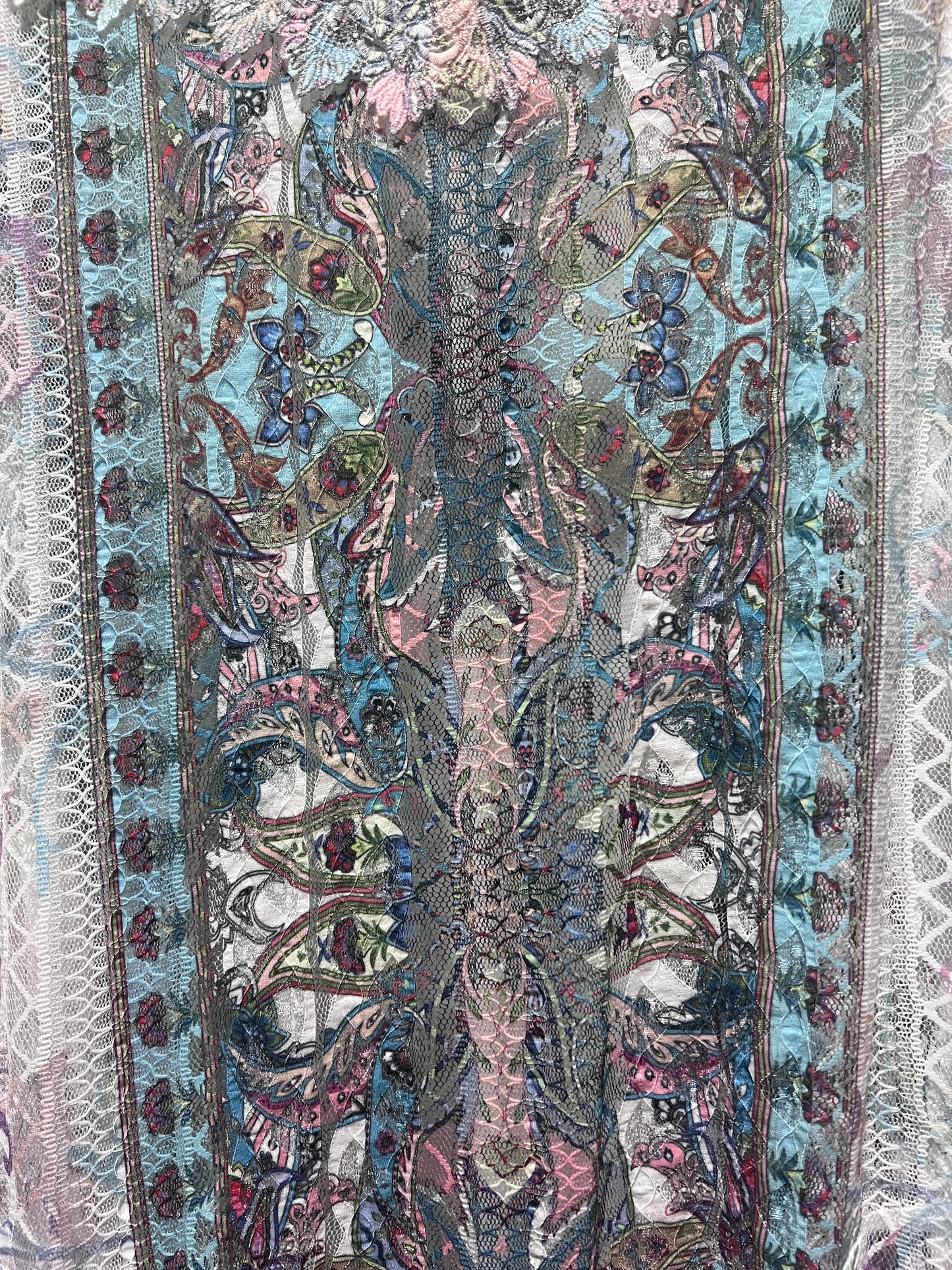 Origami Turquoise High Low Lace Vest