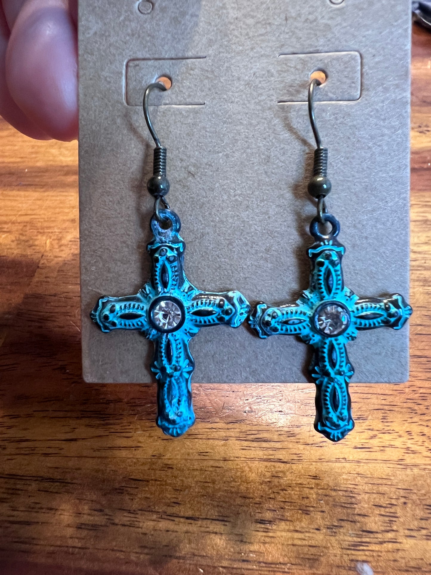 Turquoise Cross Earrings