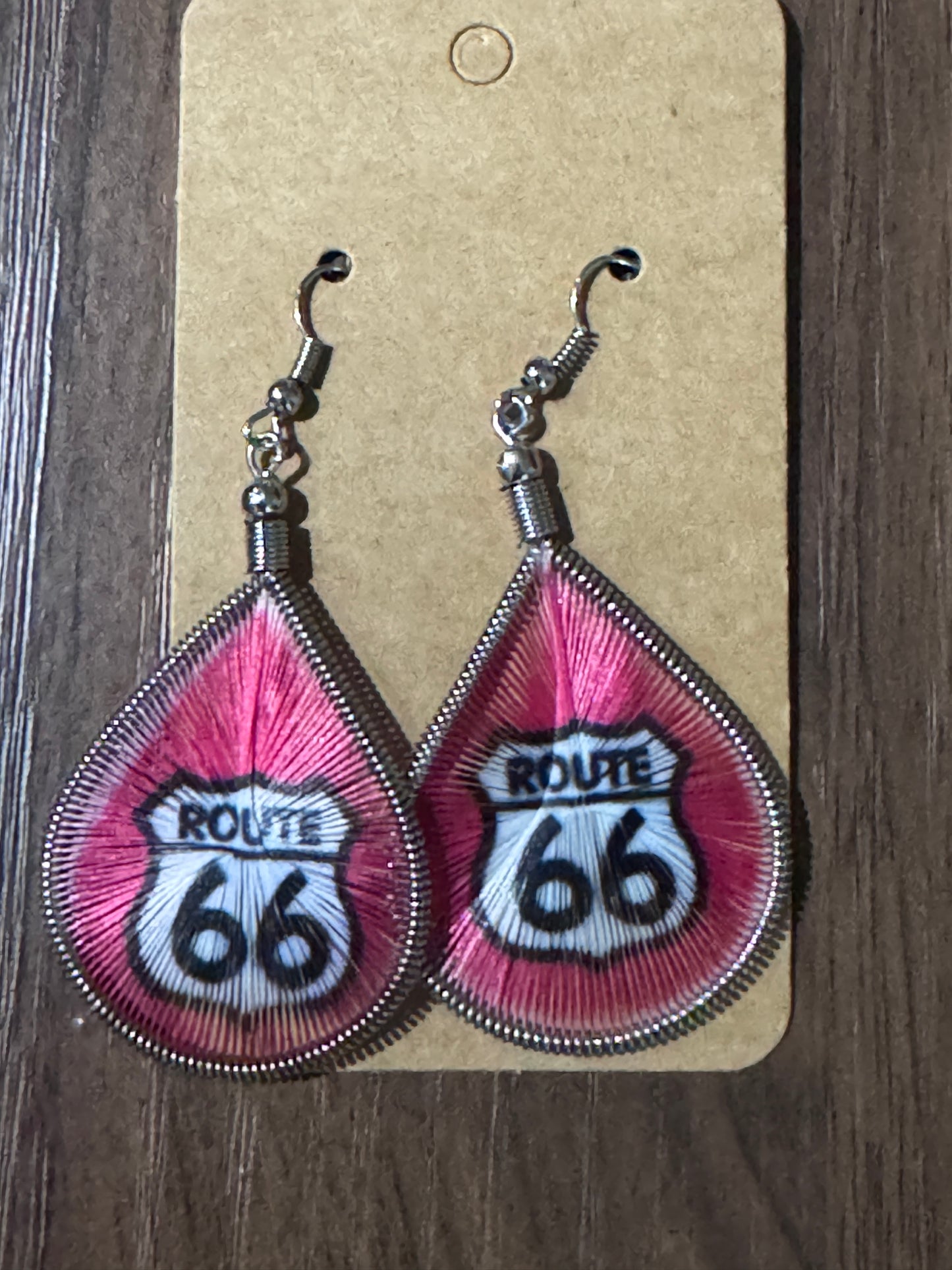 Route 66 Hand threaded earrings