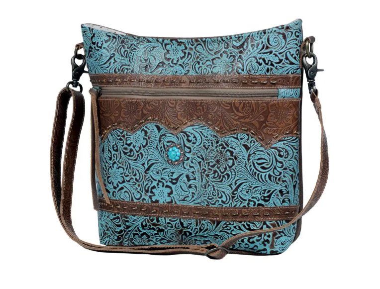 River Turquoise Leather Bag