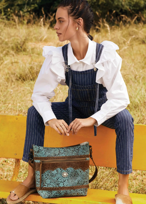 River Turquoise Leather Bag