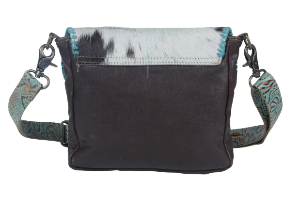 Turquoise Fleurs Leather Bag