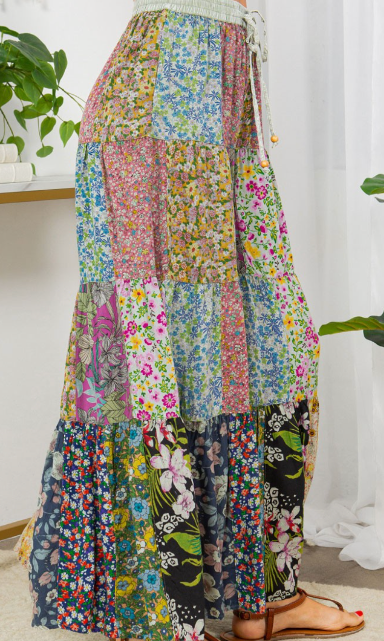 Printed Patchwork Pants