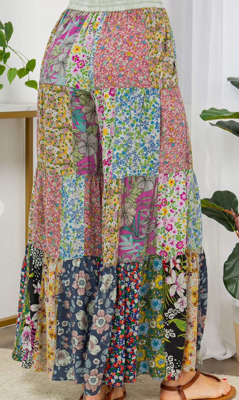 Printed Patchwork Pants