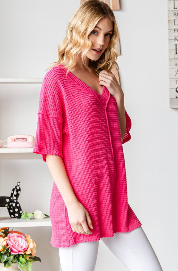 Pink Waffle Princess Top