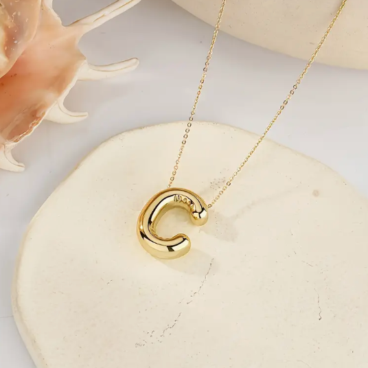 Gold Alphabet Bubble Necklace