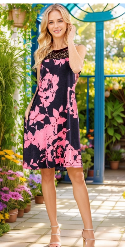 Hot Pink Floral Dress