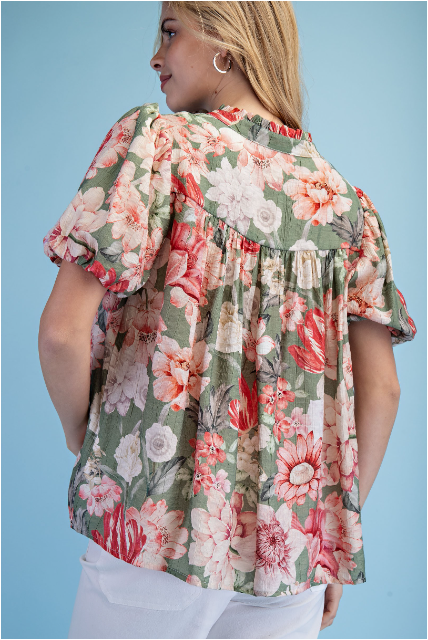 Sage Floral Top