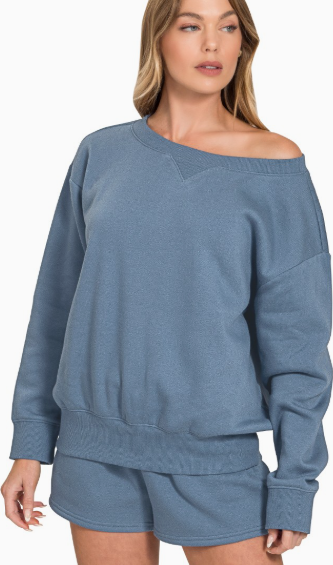 Boat Neck Sweatshirt/Short Set