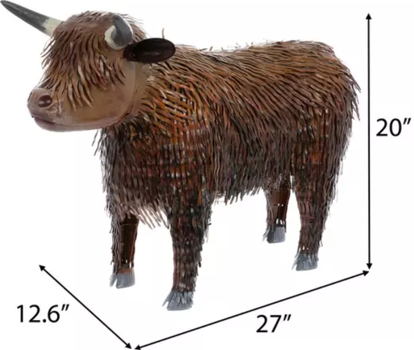 Metal Highland Cow Statue