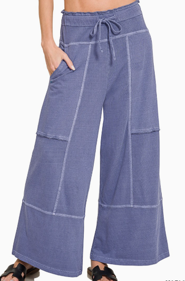 French Terry Wide-Leg Pants