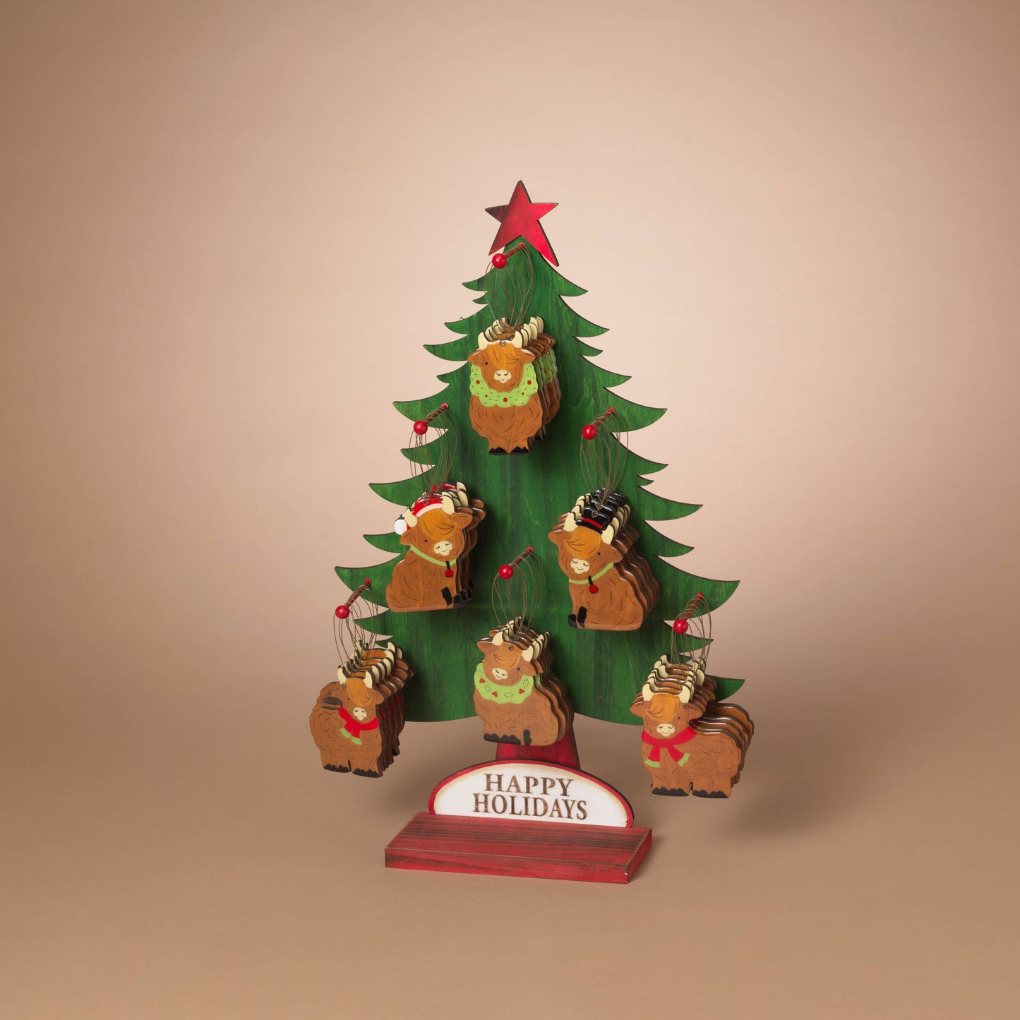 Highland Cow Wood Ornament