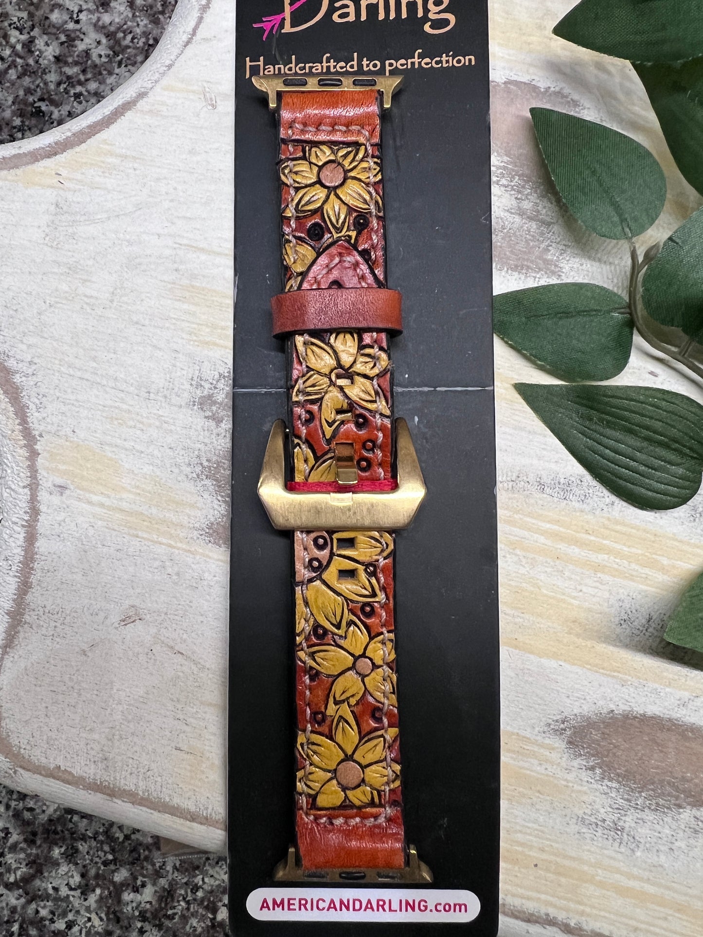 Leather Tooled Apple Watch Band