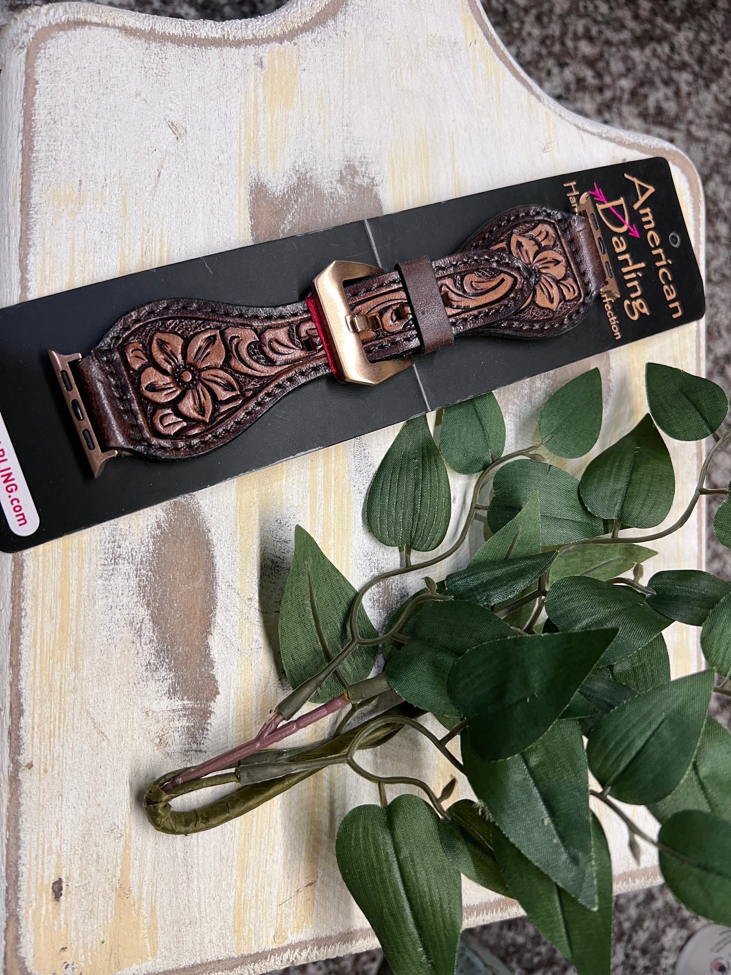 Leather Tooled Apple Watch Band