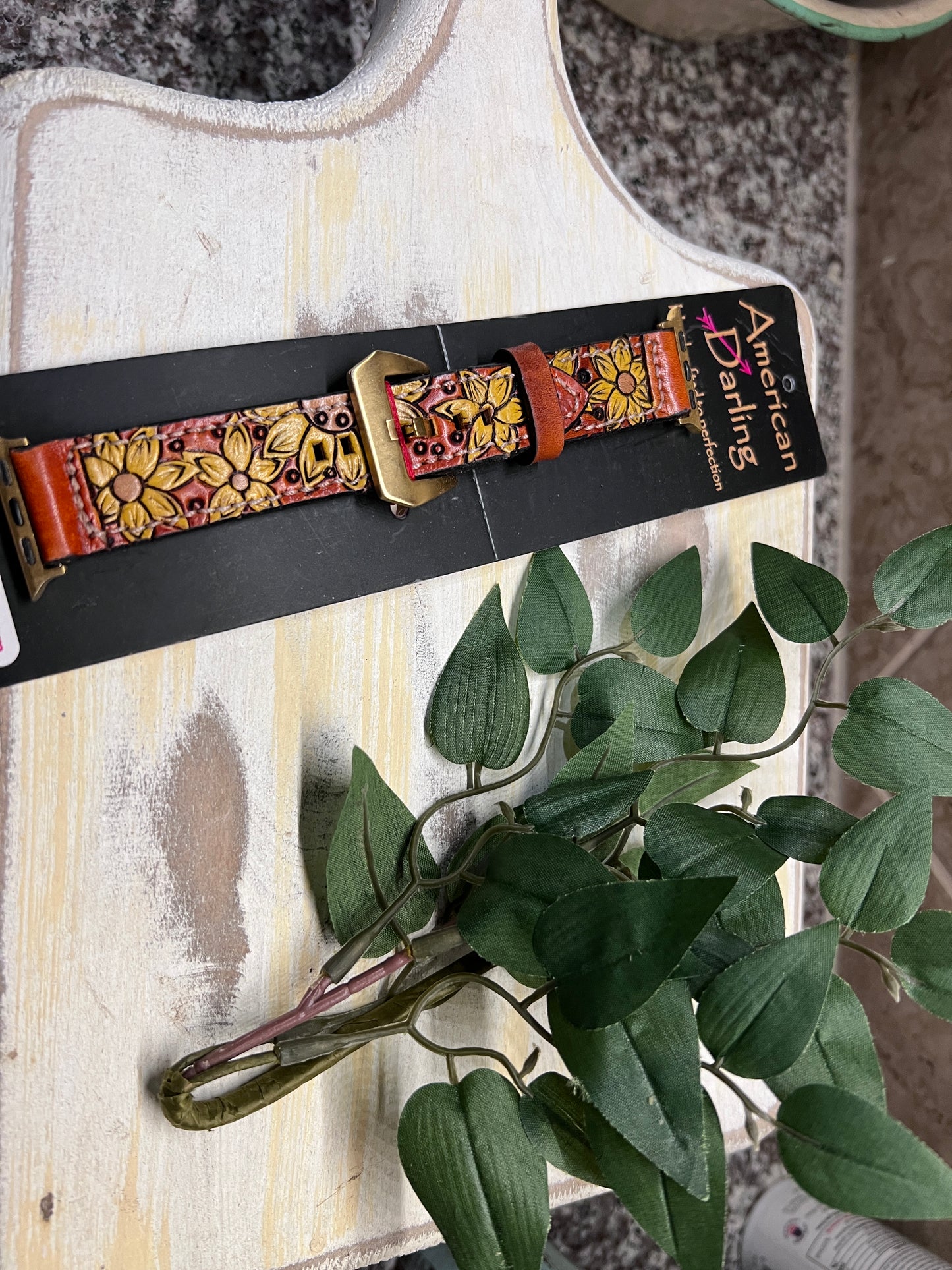 Leather Tooled Apple Watch Band