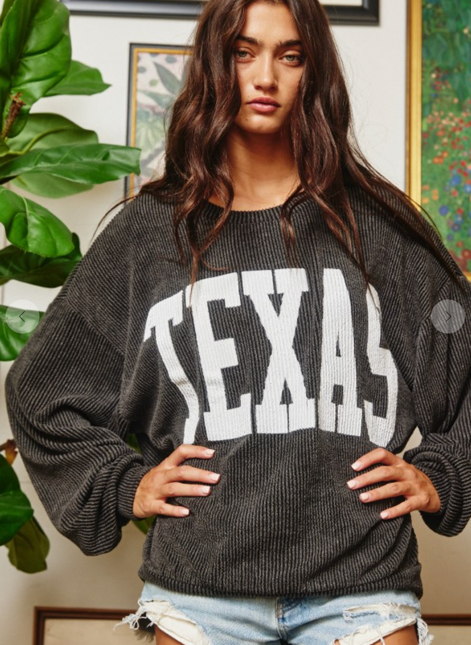 Texas Ribbed Long Sleeve Top