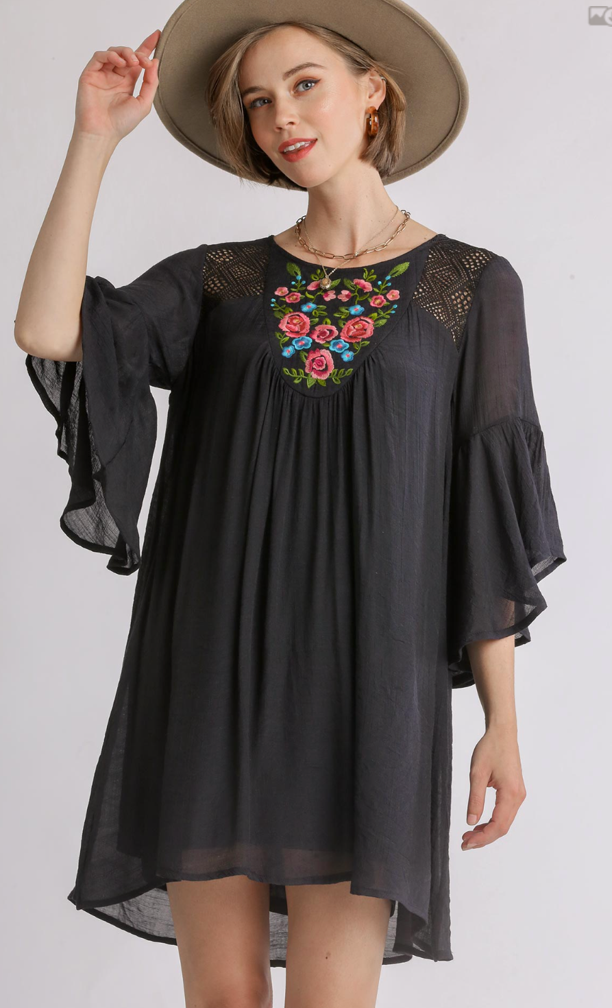 Black Embroidered Dress