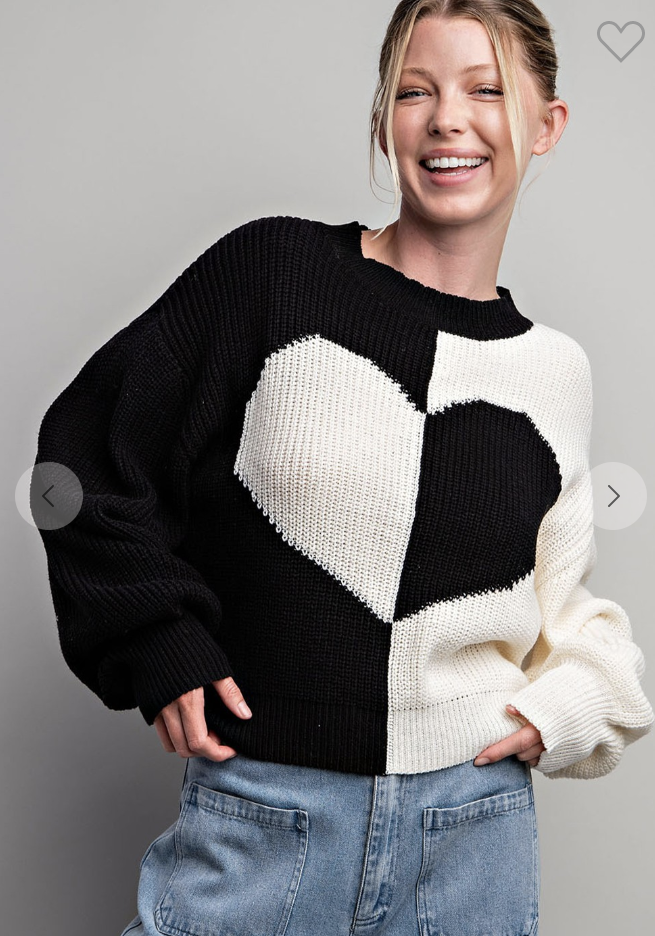Two Tone Heart Sweater