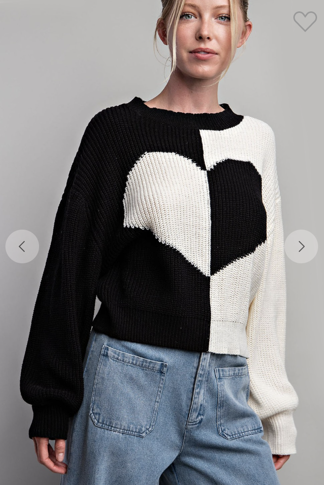Two Tone Heart Sweater