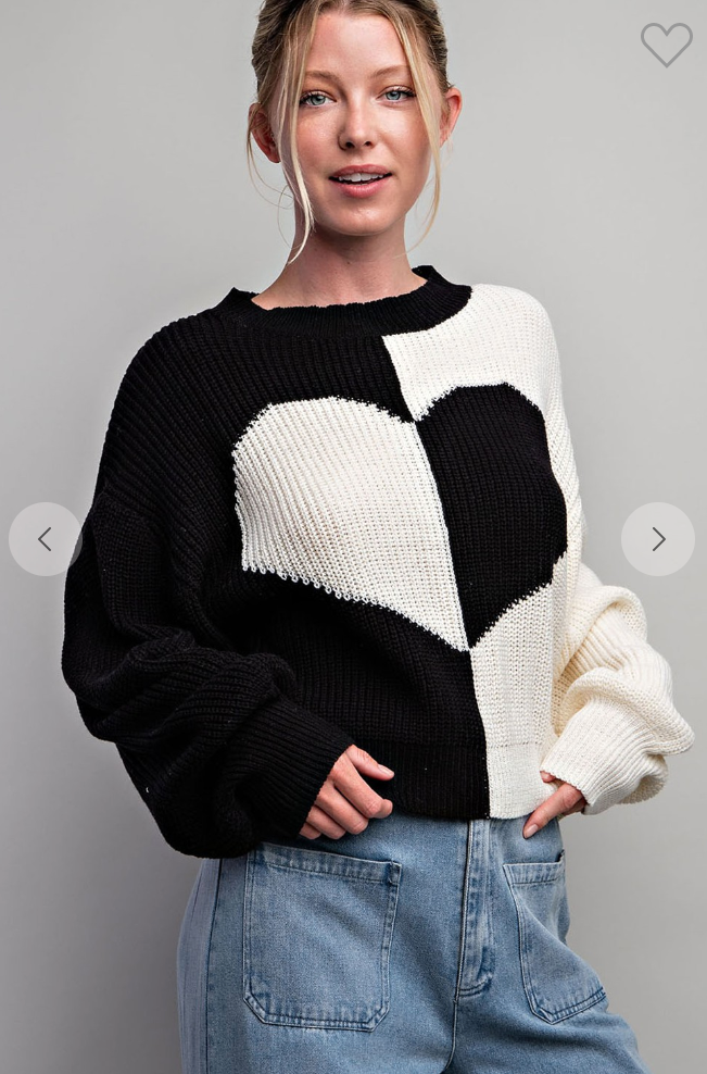 Two Tone Heart Sweater