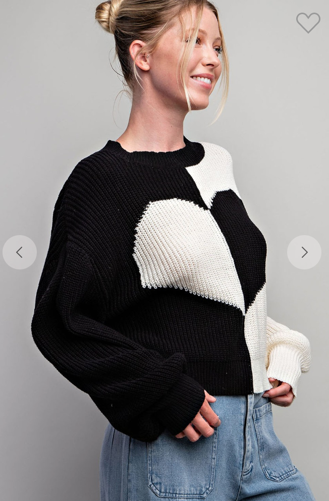 Two Tone Heart Sweater