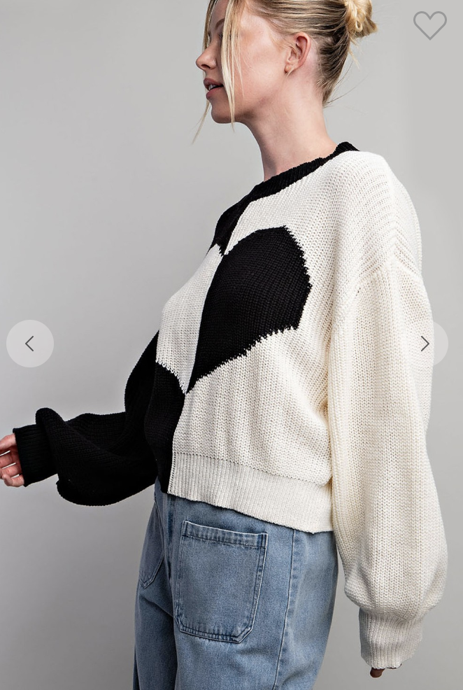 Two Tone Heart Sweater