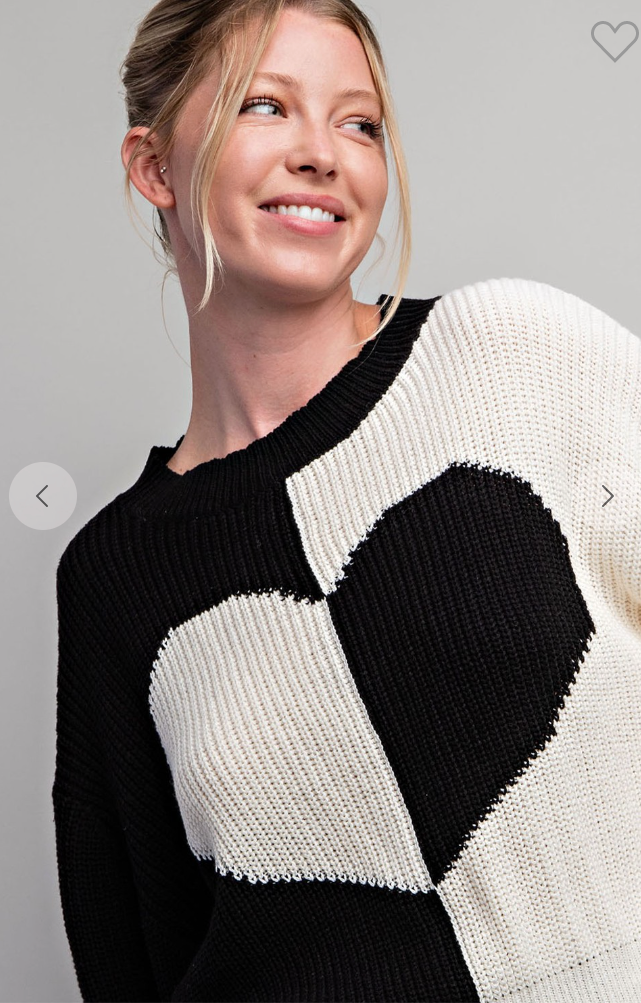 Two Tone Heart Sweater