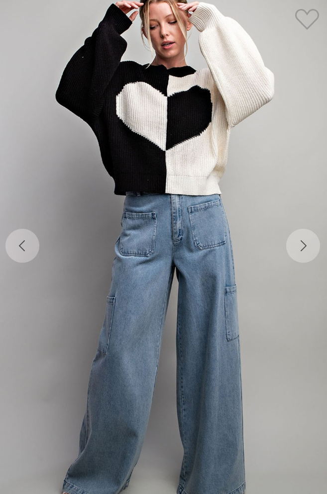 Two Tone Heart Sweater