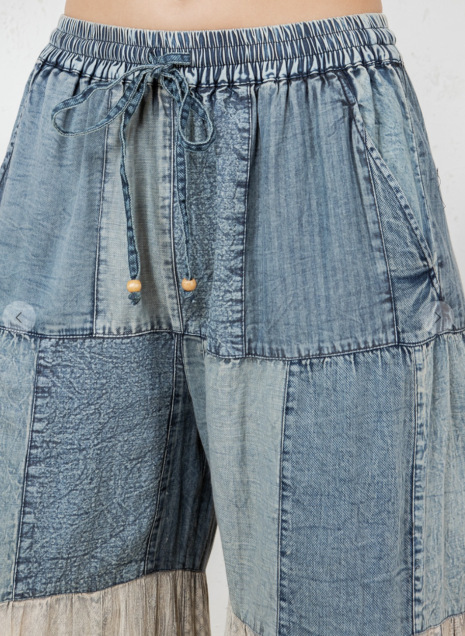Boho Denim Pants with Patches