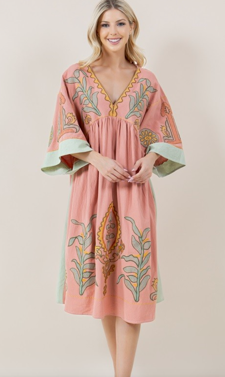 Boho Embroidered Long Dress