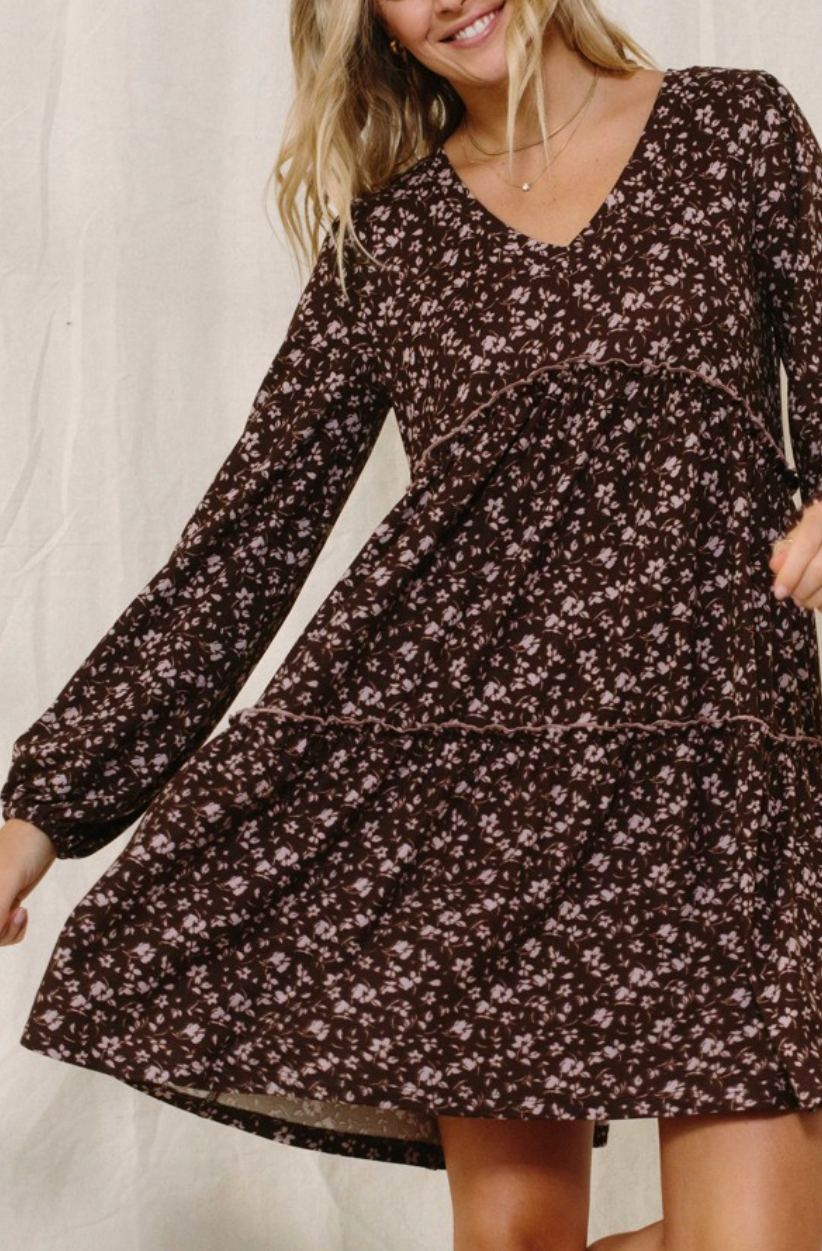 Brown Floral Dress