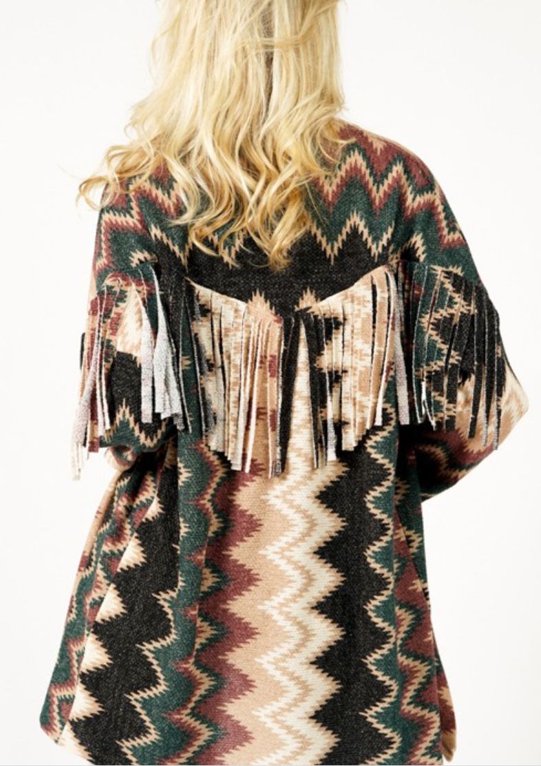 Fringe Aztec Cardigan