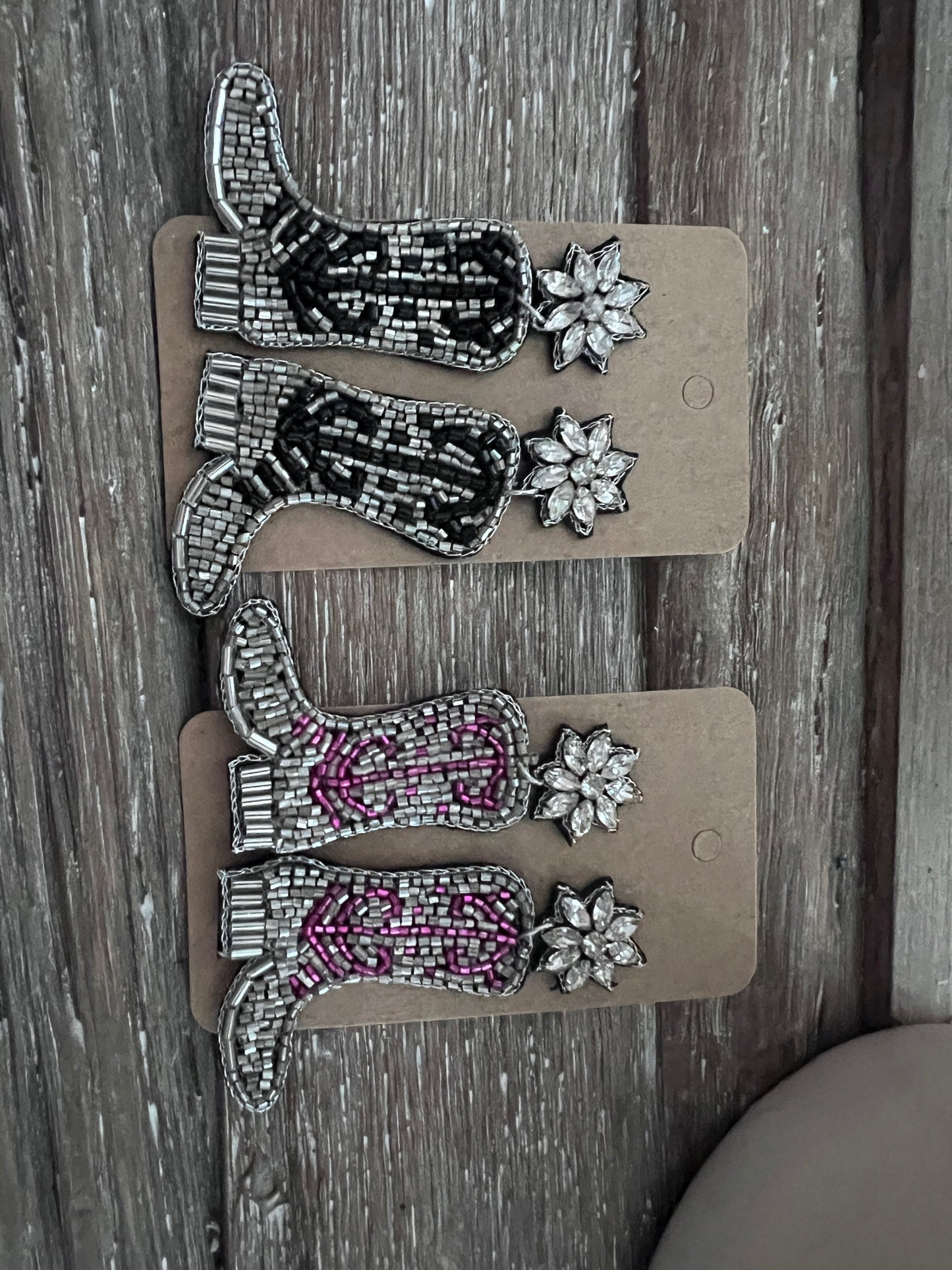 Sea Bead Cowboy Boot Earrings