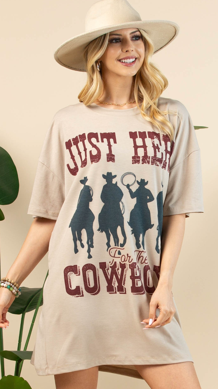 Just Here For The Cowboys T-Shirt Dress