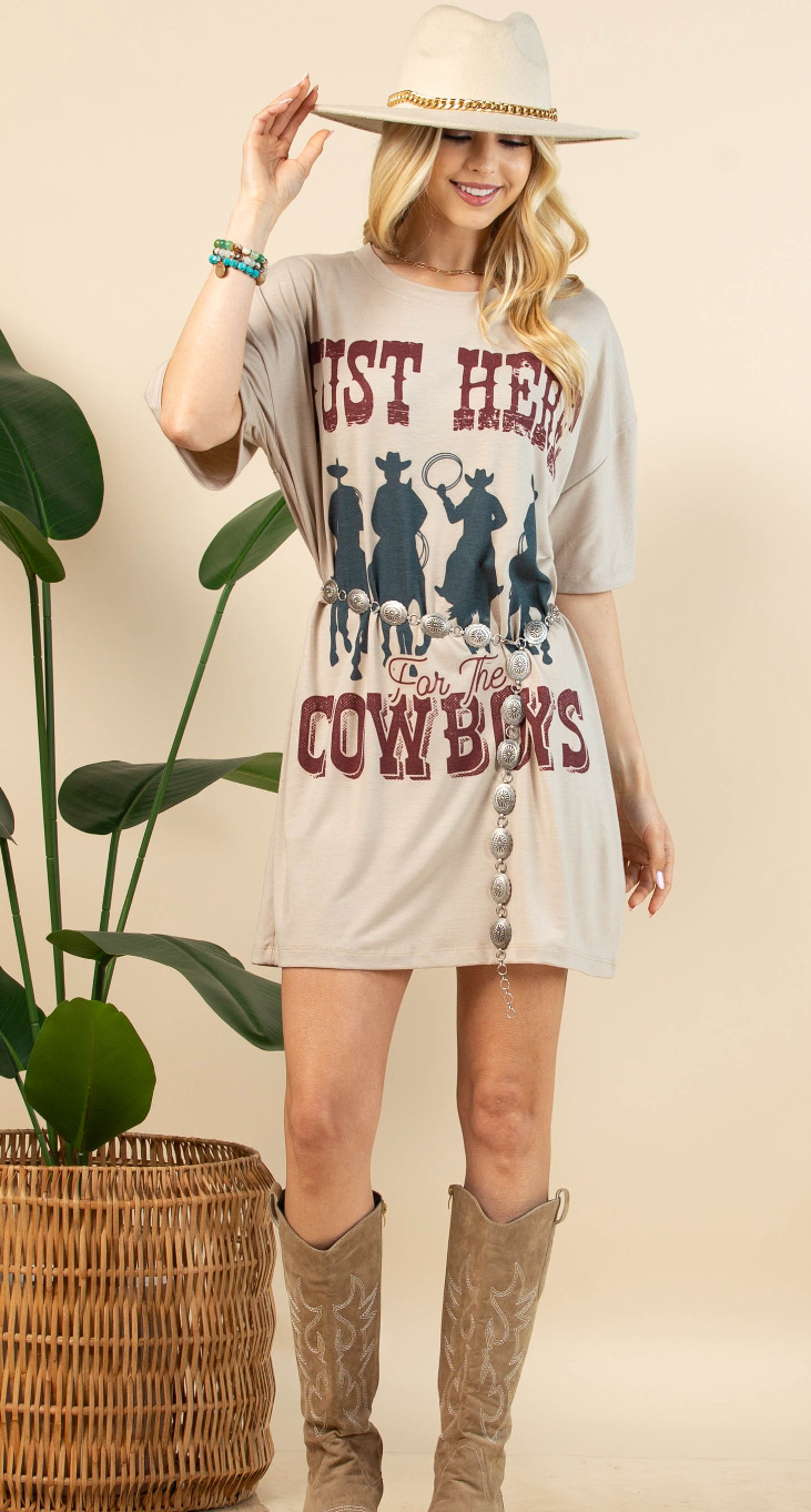 Just Here For The Cowboys T-Shirt Dress