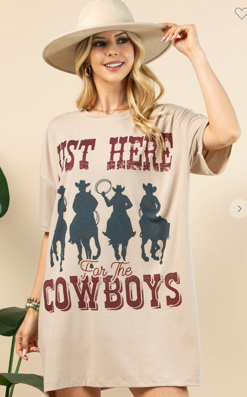 Just Here For The Cowboys T-Shirt Dress