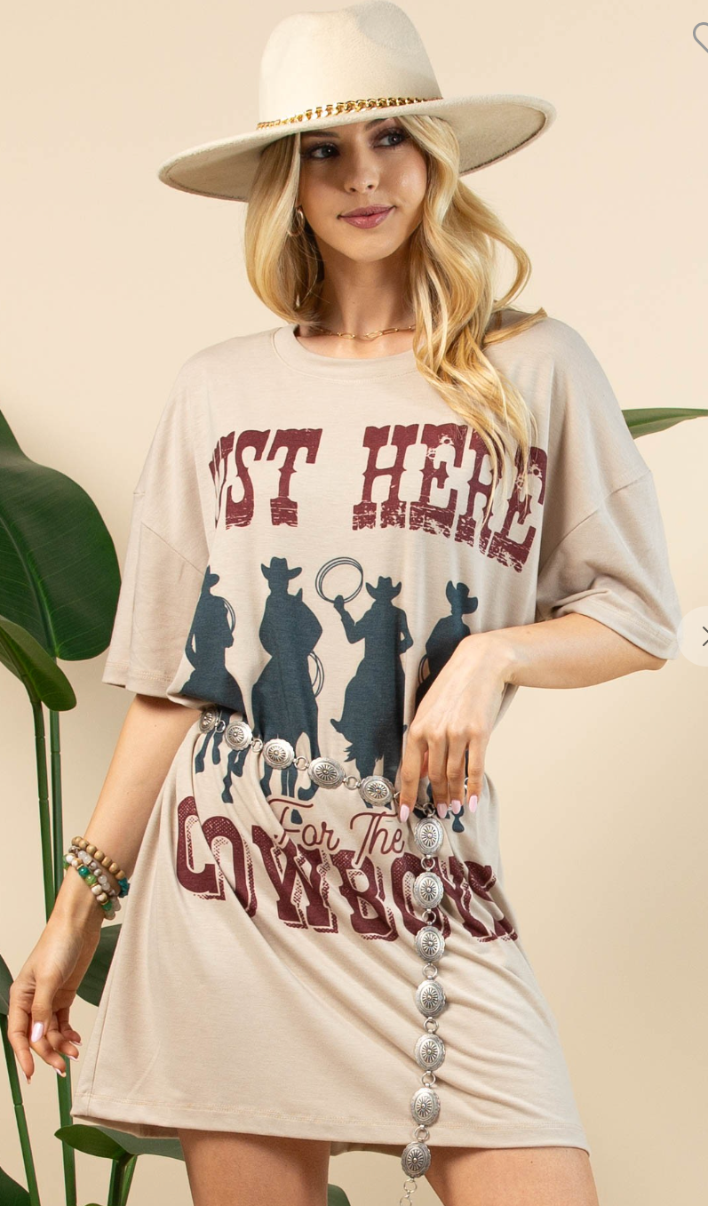 Just Here For The Cowboys T-Shirt Dress