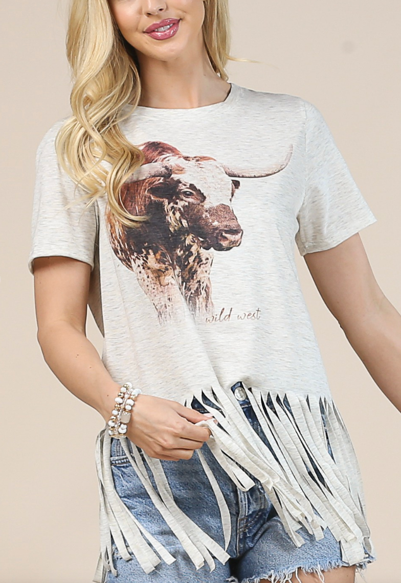 Fringe Cow Top
