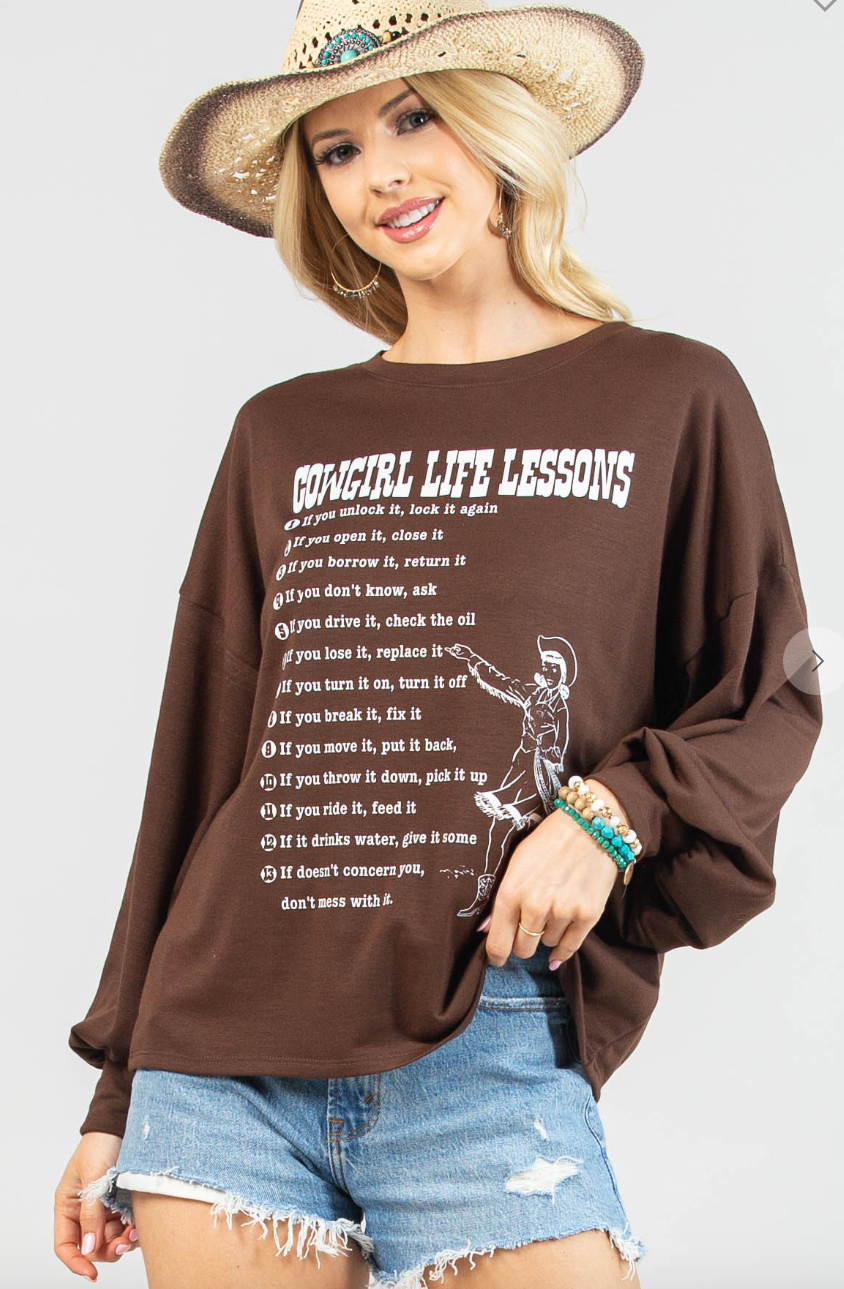 Cowgirl Life Lessons L/S Top