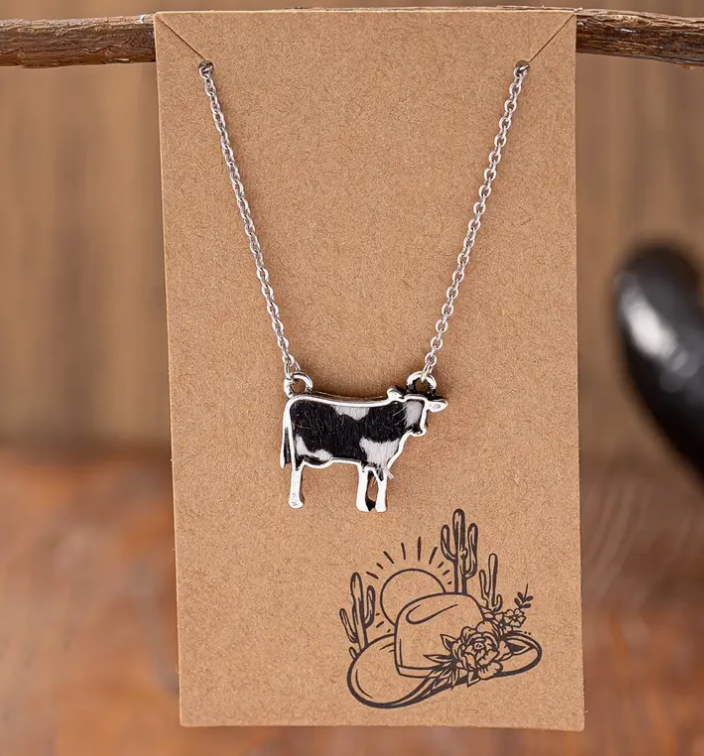 Cowhide Cow Necklace