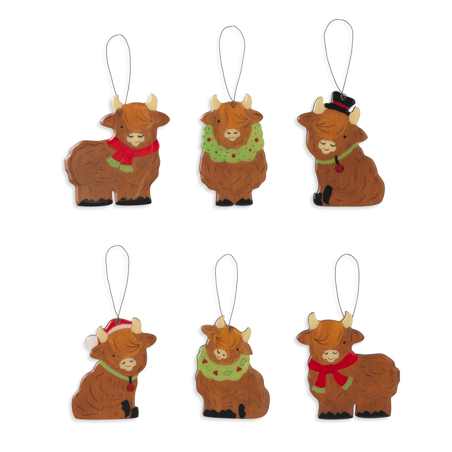 Highland Cow Wood Ornament