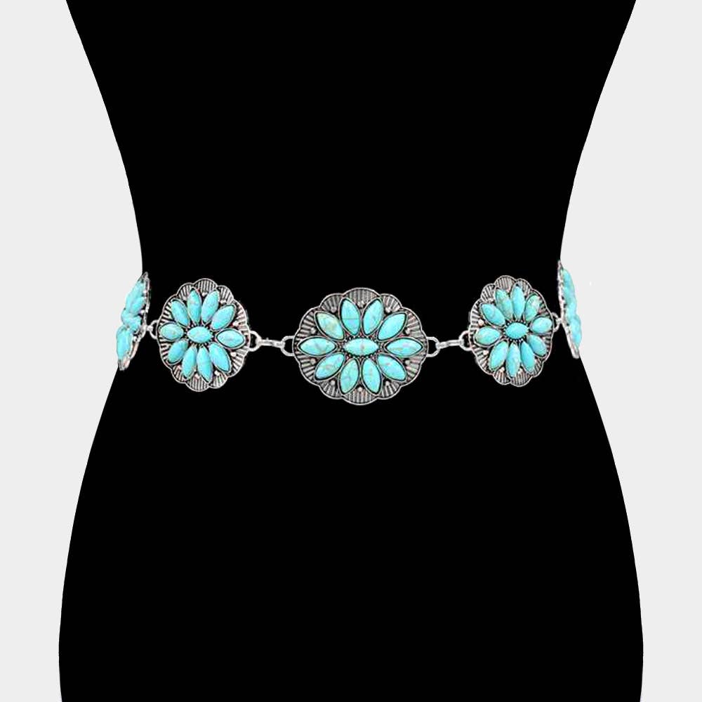 Western Turquoise Concho Belt