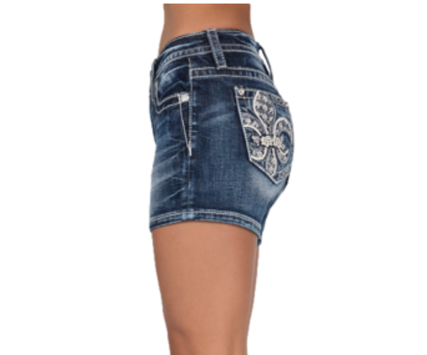 Miss Me Fleur De Lis Short