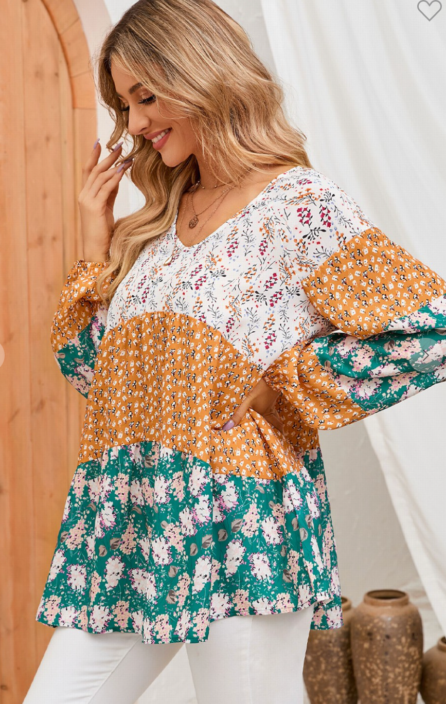 Floral Patchwork Top
