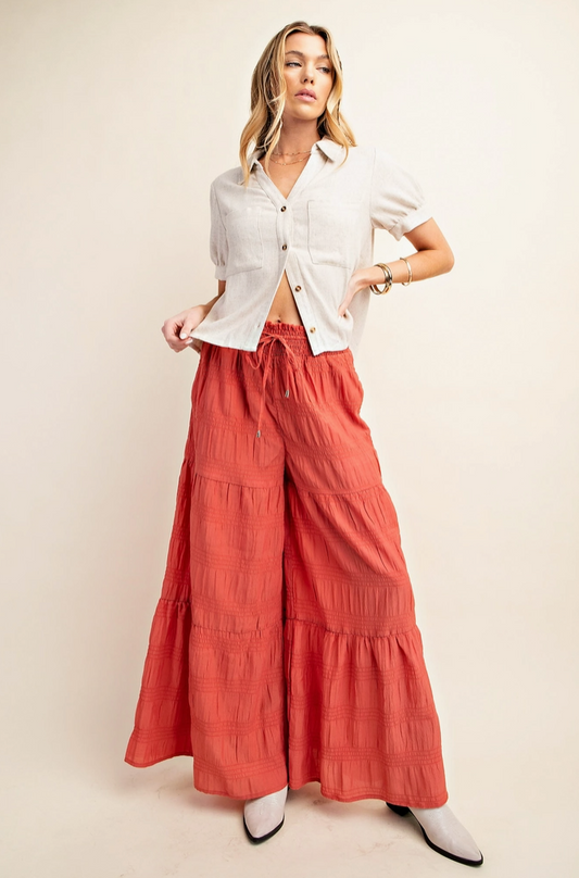 Smocked Wide Leg Pants